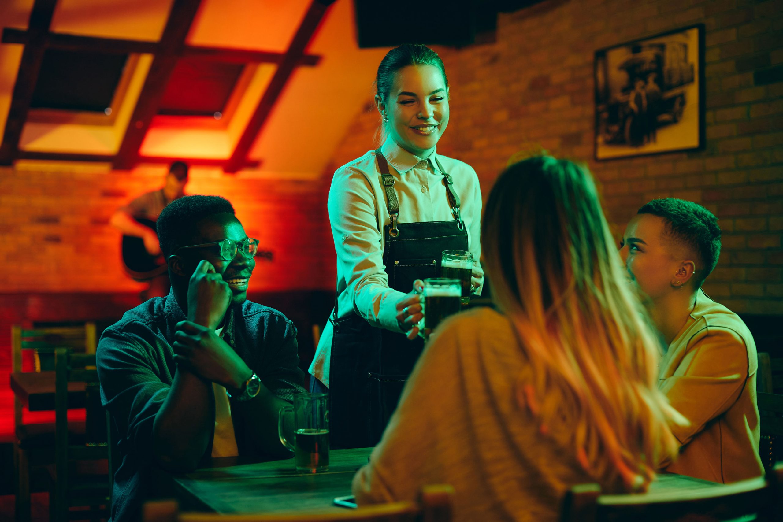 Waitress using best POS software system in America.